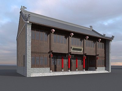3d新中式古建筑模型