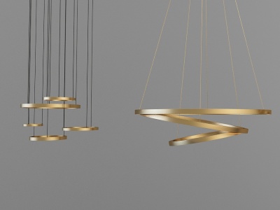 3d现代吊灯组合金属吊灯模型