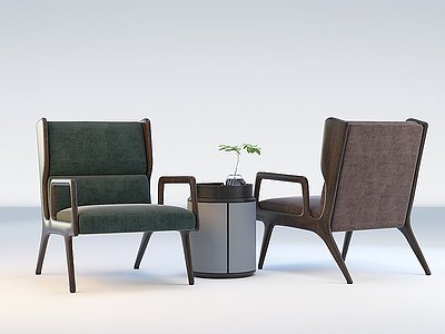 北欧休闲椅圆几单人椅模型3d模型