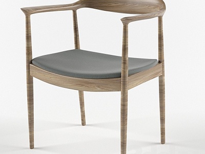 3d日式扶手木质单椅模型