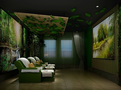 3d现代热带雨林主题足浴中心模型