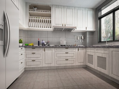 古典厨房餐具橱柜模型3d模型