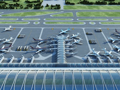 3d机场规划机场指挥中心模型