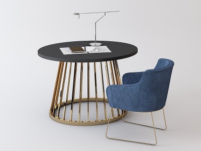 3d现代休闲桌椅书桌椅模型
