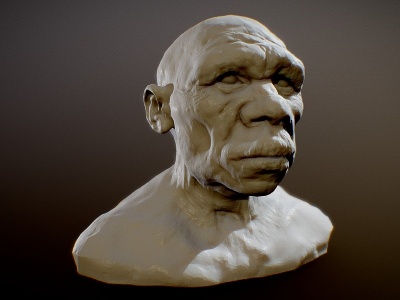 3d现代猿人头雕塑模型