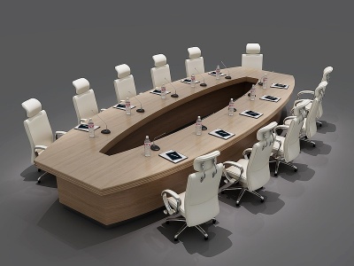 3d现代北欧会议桌椅组合模型
