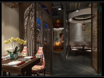 3d新疆异域风情主题餐厅模型