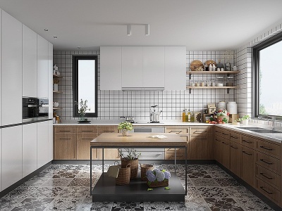 3d北欧简欧式厨房模型