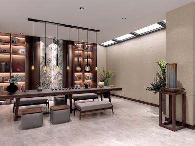 新中式茶室书房模型3d模型