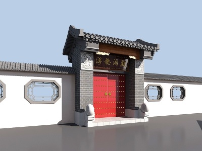3d中式古建大门模型