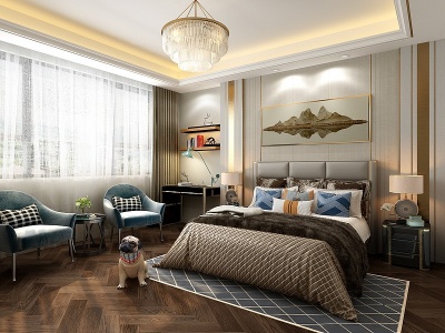 新古典轻奢卧室模型3d模型