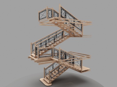 3d现代风格<font class='myIsRed'>木制楼梯</font>模型