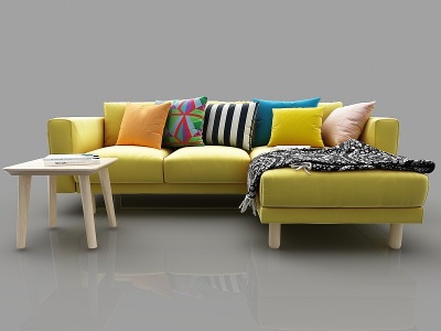 3d现代风格黄色转角沙发模型