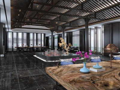 新中式酒店大堂模型3d模型