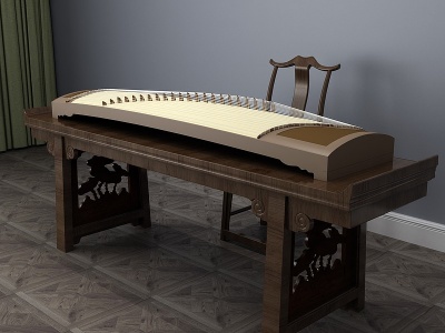 中式乐器古筝琴模型3d模型