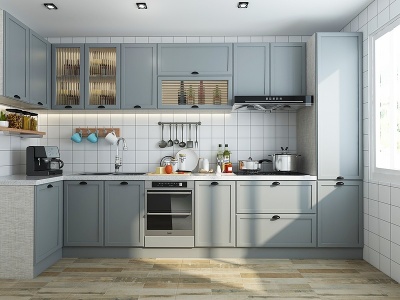 简欧式厨房橱柜模型3d模型