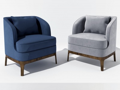 3d现代绒布单人沙发模型