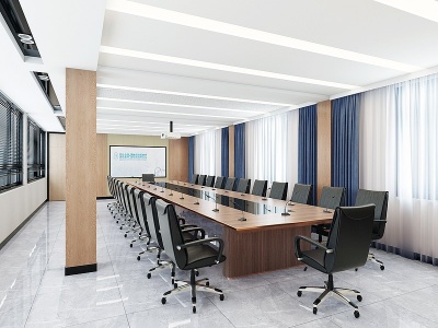 3d现代会议室会议桌椅模型