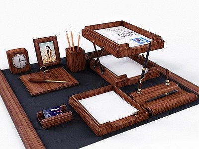 3d欧式美式办公用品摆件笔盒模型