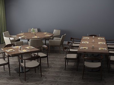 3d中式餐桌餐桌椅饭桌咖啡桌模型
