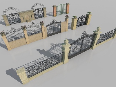 3d护栏围栏围墙院墙模型