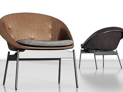 现代简约金属皮革单椅组合模型3d模型