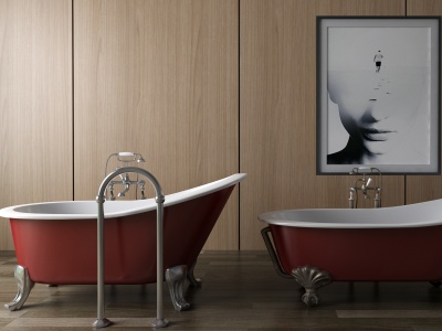 3d现代浴缸淋浴木桶模型