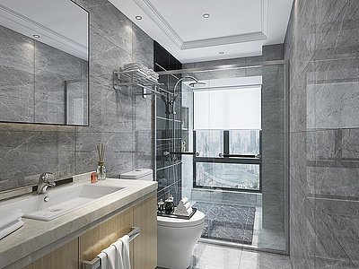 3d现代淋浴间浴室柜模型