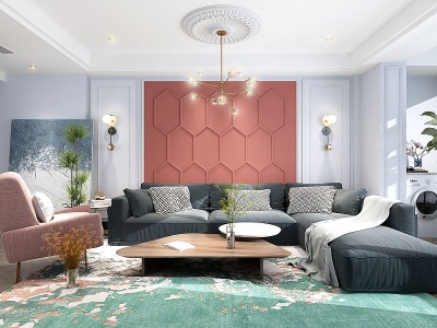 3d现代客厅沙发灯模型