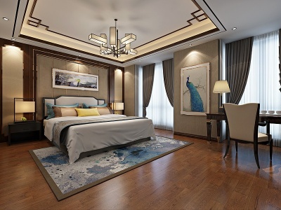 3d中式风格卧室模型