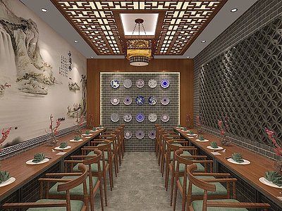 3d中式餐厅模型