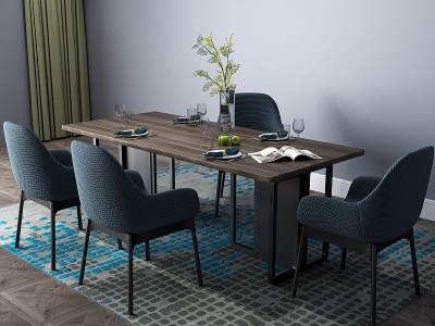 现代餐桌餐桌椅六人桌模型3d模型