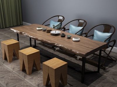 3d中式茶桌椅休闲桌模型