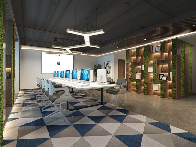 3d现代办公区办公桌模型