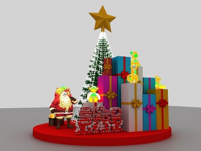 3d现代圣诞老人圣诞树模型