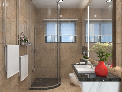 现代卫生间淋浴洗手台模型3d模型