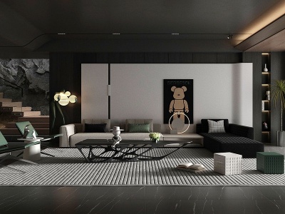 现代风格的客厅模型