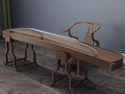3d中式乐器古筝琴模型