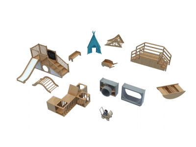 儿童木质室内滑梯模型3d模型