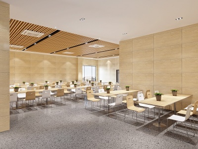 3d现代食堂餐饮空间模型