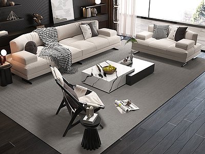 现代简约客厅沙发茶几模型3d模型