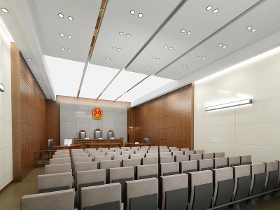 中式法庭法院审讯室模型3d模型