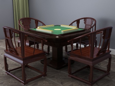 中式休闲桌娱乐桌麻将桌模型3d模型