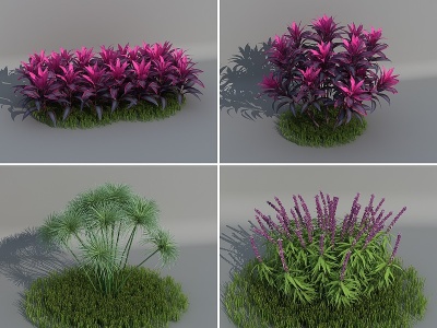灌木植物花卉纸莎草茱蕉模型3d模型
