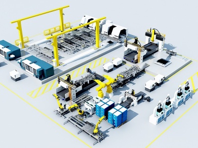 现代工业厂房模型3d模型