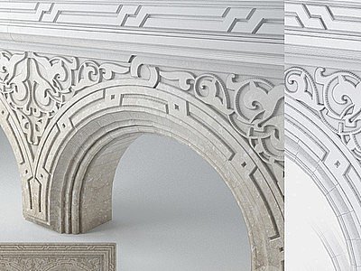 3d欧式法式拱形雕花模型