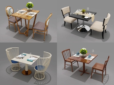 北欧现代北欧餐桌椅组合模型3d模型