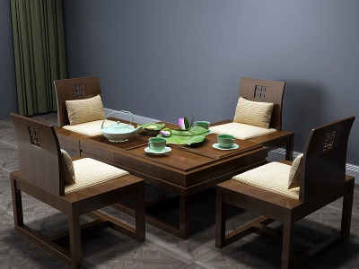 3d中式茶桌茶桌椅休闲椅模型