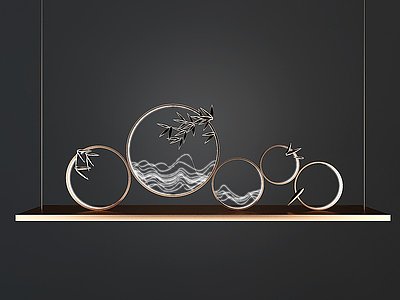 3d新中式金属装饰创意吊灯模型
