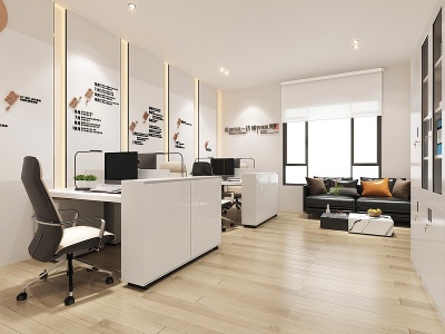 3d现代办公室办公桌椅模型